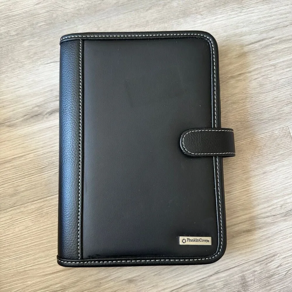 Franklin Covey Compass Planning System Black Leather Planner with undated insert